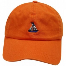 Baseball Caps Boat Small Embroidered Cotton Baseball Cap - Orange - C512H0G3NT3 $25.99