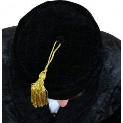 Skullies & Beanies Men's Velvet Quilted Smoking Cap - Black - CT120804S01 $73.90