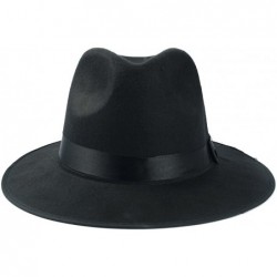 Sun Hats Women's Classic Wool Hard Felt Wide Brim Panama Hat Fedora with Black Band - Black - CC12GFZ5N61 $24.00