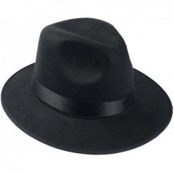 Sun Hats Women's Classic Wool Hard Felt Wide Brim Panama Hat Fedora with Black Band - Black - CC12GFZ5N61 $24.00