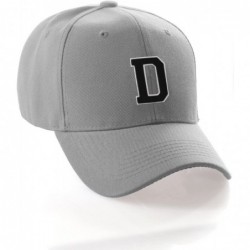 Baseball Caps Classic Baseball Hat Custom A to Z Initial Team Letter- Lt Gray Cap White Black - Letter D - CQ18IDYEKYD $21.67
