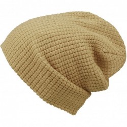 Skullies & Beanies Cotton Embossed Knit Slouchy Beanie Winter Warm Ski Skater Hip-hop Hat - Beige - CC11OEJZDRP $18.92