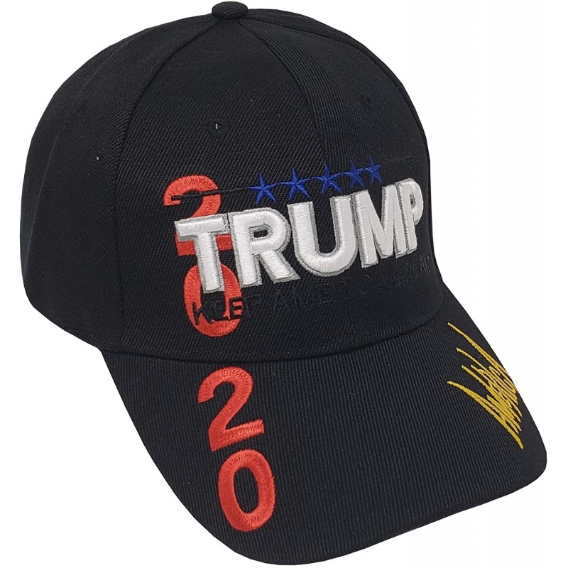 Baseball Caps Donald Trump 2020 Keep America Great Baseball Hat 3D Signature Cap - Black 800b - CQ18ZO52GX8 $13.72