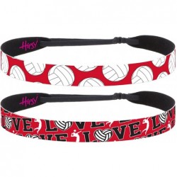 Headbands Cute Adjustable No Slip I Love Volleyball Headbands for Girls & Women - Volleyball Red 2pk - C1188G4QEK7 $30.08
