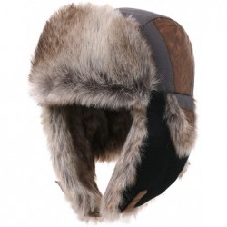 Skullies & Beanies SIGGI Faux Fur Trapper Hat for Men Cotton Warm Ushanka Russian Hunting Hat - 67191_grey - CJ12N5H3QHX $52.74