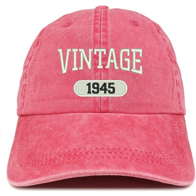 Baseball Caps Vintage 1945 Embroidered 75th Birthday Soft Crown Washed Cotton Cap - Red - CJ180WZ76KI $21.83