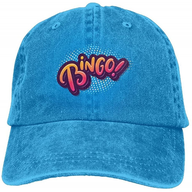 Skullies & Beanies Denim Baseball Cap Bingo Logo Summer Hat Adjustable Cotton Sport Caps - Royalblue - CW18ECR2AO0 $25.22