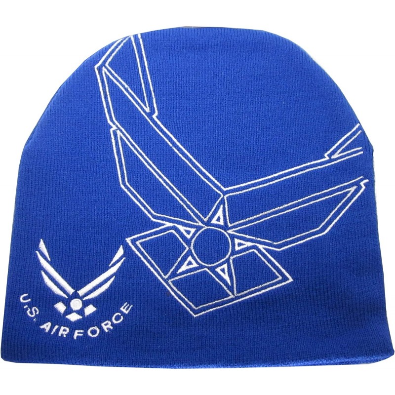 Skullies & Beanies USAF Air Force Embroidered Knit Beanie Skull Cap Officially Licensed Blue - CA114EMUGQF $20.51