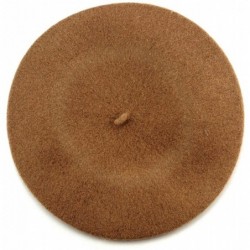 Berets French Style Lightweight Casual Classic Solid Color Wool Beret - Camel - CH11NIY78BV $20.21