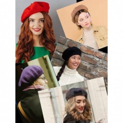 Berets French Style Lightweight Casual Classic Solid Color Wool Beret - Camel - CH11NIY78BV $14.82