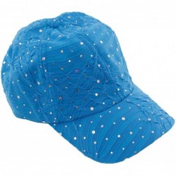 Baseball Caps Glitzy Game Sequin Trim Baseball Cap for Ladies- Turquoise -One Size - C811U4DNYXZ $15.49