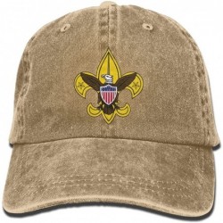 Baseball Caps Unisex Boy Scout Fleur De Lis Dyed Washed Denim Cotton Baseball Cap Hat Black - Natural - CM18CUH79DR $25.68