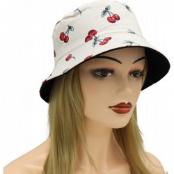 Bucket Hats Unisex Reversible Packable Bucket Hat Sun hat for Men Women - Cherry - CM18U7E4D5Q $18.64