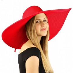 Sun Hats Summer Elegant Derby Big Super Wide Brim 8" Brim Floppy Sun Beach Dress Hat - Red - CE11VWTNB2J $52.18