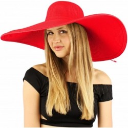 Sun Hats Summer Elegant Derby Big Super Wide Brim 8" Brim Floppy Sun Beach Dress Hat - Red - CE11VWTNB2J $41.20