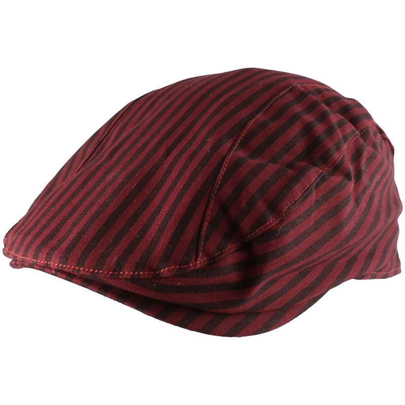Newsboy Caps 100% Striped Cotton Newsboy Cap Gatsby Golf Hat - Red - CC11X5VXKHX $15.12