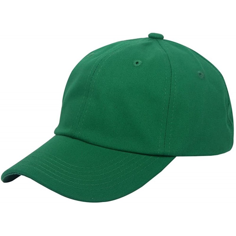Baseball Caps Cotton Plain Baseball Cap Adjustable .Polo Style Low Profile(Unconstructed hat) - Green - CQ185K5U7RI $11.92