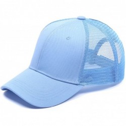 Baseball Caps Ponycap Messy High Bun Ponytail Baseball Hat Unisex Adjustable Glitter Trucker Hat - Light Blue - CD18EEHTN5N $...
