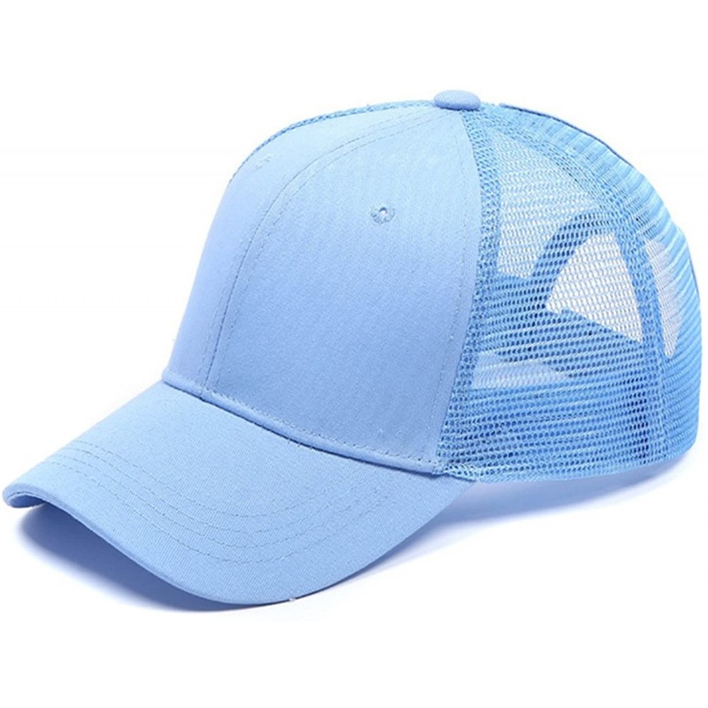 Baseball Caps Ponycap Messy High Bun Ponytail Baseball Hat Unisex Adjustable Glitter Trucker Hat - Light Blue - CD18EEHTN5N $...