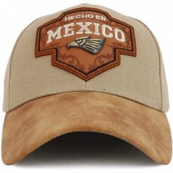Baseball Caps Hecho en Mexico Metal Eagle Patch PU Leather Bill Cap - Khaki - CM18OR39AN7 $17.95