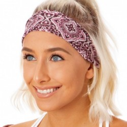 Headbands Adjustable & Stretchy Printed Xflex Wide Headbands for Women Girls & Teens (Black/Pink Bandana/Grey Xflex 3pk) - CM...