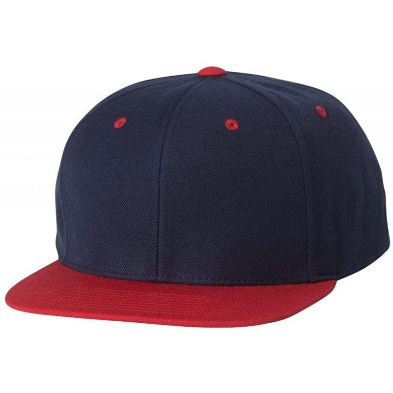 Baseball Caps Flexfit 6 Panel Premium Classic Snapback Hat Cap - Navy/Red - CQ12D6KEB4X $13.97