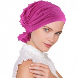 Skullies & Beanies The Abbey Cap in Ruffle Fabric Chemo Caps Cancer Hats for Women - 08- Ruffle Hot Pink - C512I6TRU5B $50.91