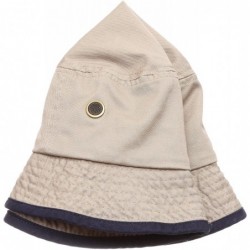 Bucket Hats Summer Adventure Foldable 100% Cotton Stone-Washed Bucket hat with Trim. - Khaki-navy - CP1834III2W $13.51