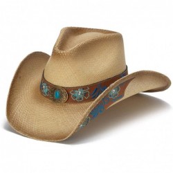 Cowboy Hats Women's Heritage Blue Floral Leather Western Hat - CV18OQ496QX $68.88