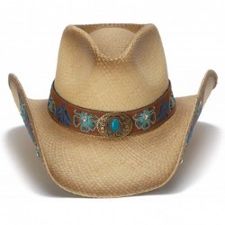 Cowboy Hats Women's Heritage Blue Floral Leather Western Hat - CV18OQ496QX $102.65