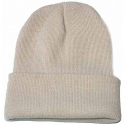Skullies & Beanies Knitted Hat- Unisex Slouchy Knitting Beanie Hip Hop Cap Warm Winter Ski Hat - Khaki - CV187K5WO76 $16.85