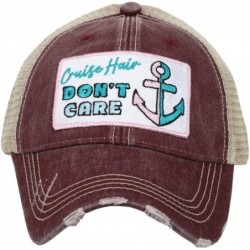 Baseball Caps Cruise Hair Don't Care Baseball Hat - Trucker Hat for Women - Stylish Cute Ball Cap - Wine - C2197H0Q7G2 $55.78