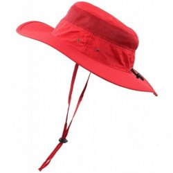 Skullies & Beanies Men Summer Sun Hat UV Protection Wide Brim Mesh Bucket Hats for Outdoor Fishing Beach - Red - CF18QQX92MO ...