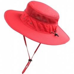 Skullies & Beanies Men Summer Sun Hat UV Protection Wide Brim Mesh Bucket Hats for Outdoor Fishing Beach - Red - CF18QQX92MO ...