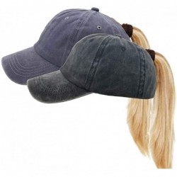 Baseball Caps Washed Ponytail Hats Pony Tail Caps Baseball for Women 2 Pack - Black+grey - CT18N7C3YH3 $32.96