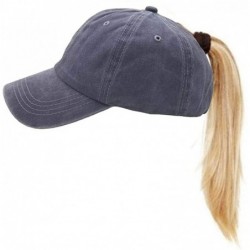Baseball Caps Washed Ponytail Hats Pony Tail Caps Baseball for Women 2 Pack - Black+grey - CT18N7C3YH3 $23.29