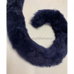 Headbands Long Fur Cat Ears and Cat Tail Set Halloween Party Kitty Cosplay Costume Kits Navy Blue - Navy blue - CG18ZKONDMS $...