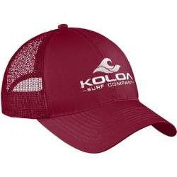 Baseball Caps Old School Curved Bill Mesh Snapback Hats - Maroon With White Embroidered Logo - C917Z304SIL $31.87