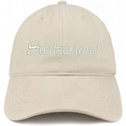 Baseball Caps Switzerland Text Embroidered Unstructured Cotton Dad Hat - Stone - CK18K7OHDNA $22.46
