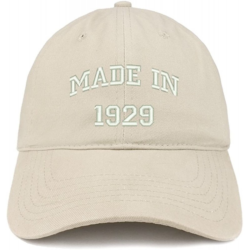 Baseball Caps Made in 1929 Text Embroidered 91st Birthday Brushed Cotton Cap - Stone - CZ18C9XTSL0 $26.64
