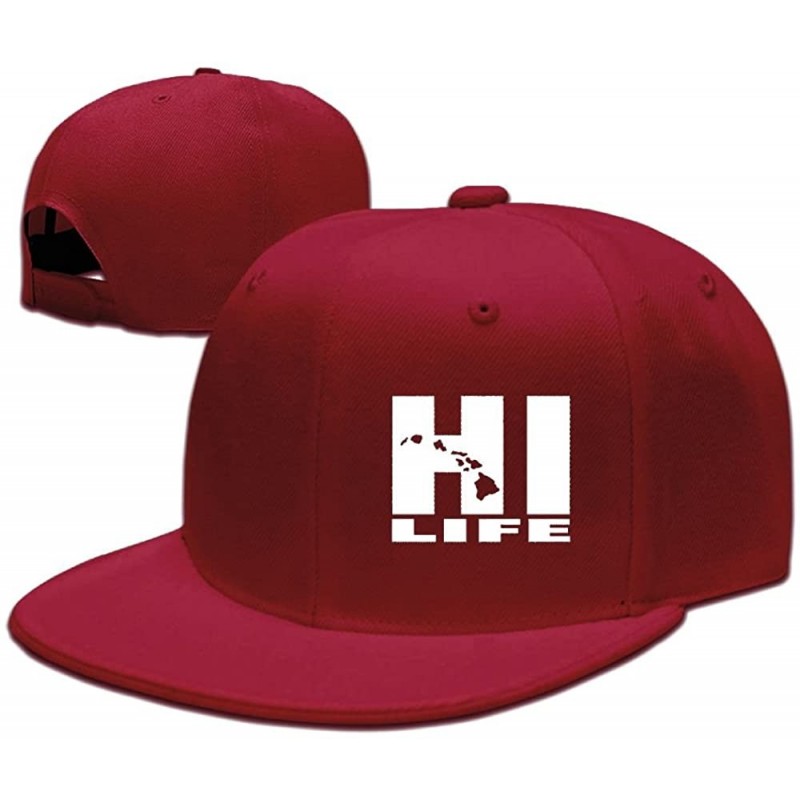 Baseball Caps Adjustable Baseball Caps Flat Brim Hat Unisex/Men/Women - Hawaii Hi Life Beautiful Art - Red - CD188Q7W5MI $23.08