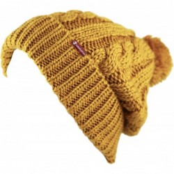 Skullies & Beanies Women Winter Oversized Chunky Thick Stretchy Knitted Pom Pom Beanie Fleece Lined Beanie Hat - CO188WY4ZYZ ...