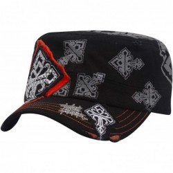 Baseball Caps Womens Print Adjustable Cadet Cap - Black - Studded Cross - C218R68Y5K4 $21.40