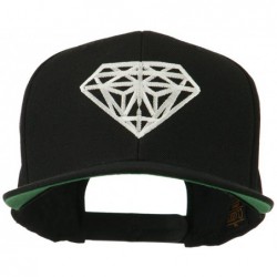 Baseball Caps Big Diamond Embroidered Flat Bill Cap - Black - CZ11KYP39HT $32.25