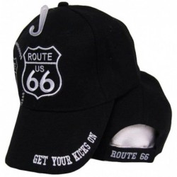 Skullies & Beanies Get Your Kicks On US Route 66 Black Shadow Embroidered Baseball Cap Hat - CJ18394T250 $19.60