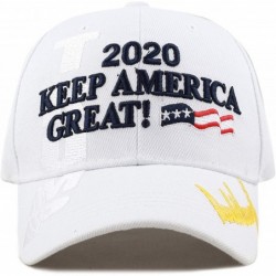 Baseball Caps Trump 2020 Keep America Great 3D Embroidery American Flag Baseball Cap - 011 White - CM18MGHDICY $25.59