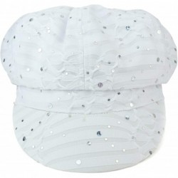 Newsboy Caps Elastic Band Sparkle Sequin Glitter Newsboy Cap - White - C518IS2ZRZ4 $28.42