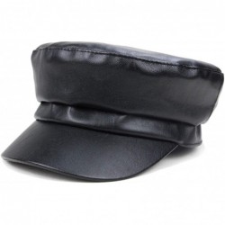 Newsboy Caps Women Newsboy Hat Cap for Ladies Visor Beret Hat - 4a53-pu Leather-black - CU18LZNZ3I5 $25.74