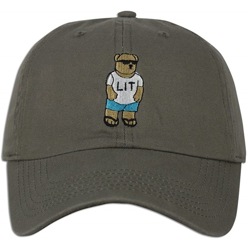 Baseball Caps LIT Teddy Cap Hat Dad Fashion Baseball Adjustable Polo Style Unconstructed New - Olive - CF18347ZD7H $16.99