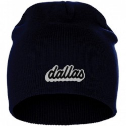 Skullies & Beanies Classic USA Cities Winter Knit Cuffless Beanie Hat 3D Raised Layer Letters - Dallas Navy - White Black - C...